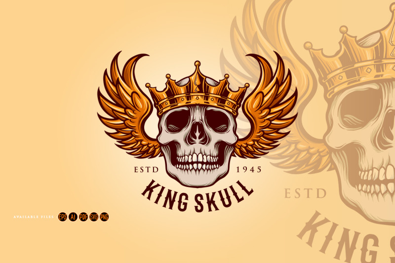 king-skull-with-flying-logo-mascot-illustrations