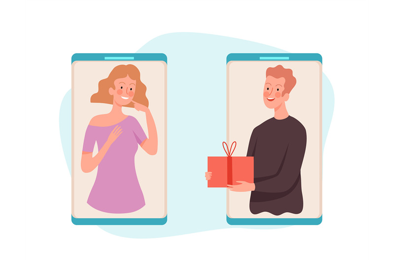 people-with-gift-man-gives-box-woman-online-present-service-vector-i