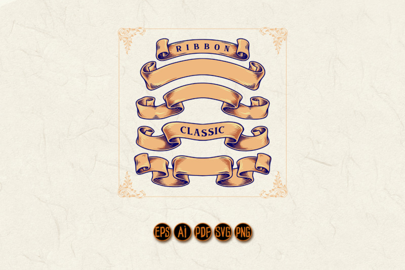 set-ribbon-banner-classic-illustrations