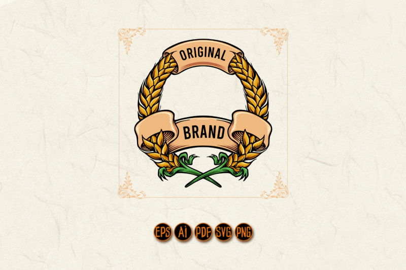 wheat-badge-with-ribbon-banner-vintage