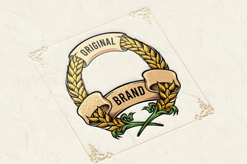 wheat-badge-with-ribbon-banner-vintage