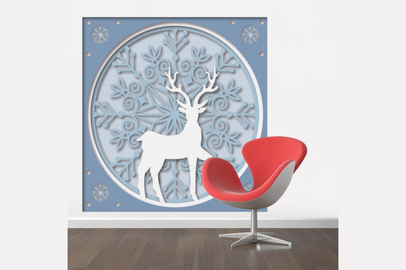 3d-greeting-card-christmas-deer-multi-layered-illustration
