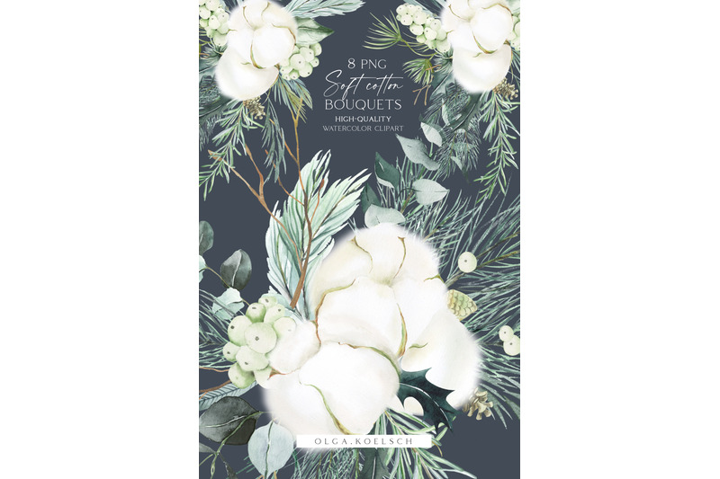 watercolor-cotton-clip-art-eucalyptus-bouquet-png-cotton-border