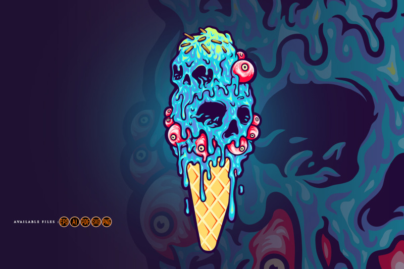 ice-scream-cone-skull-melting-halloween