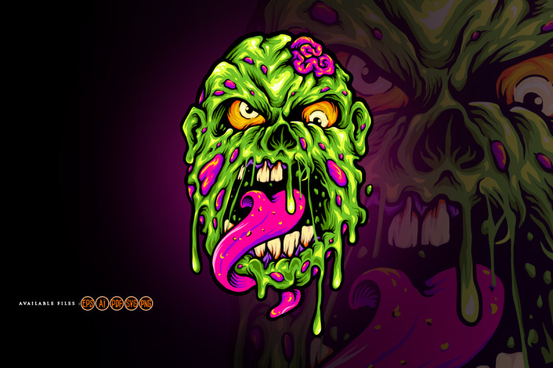 zombie-head-horror-cartoon-illustrations