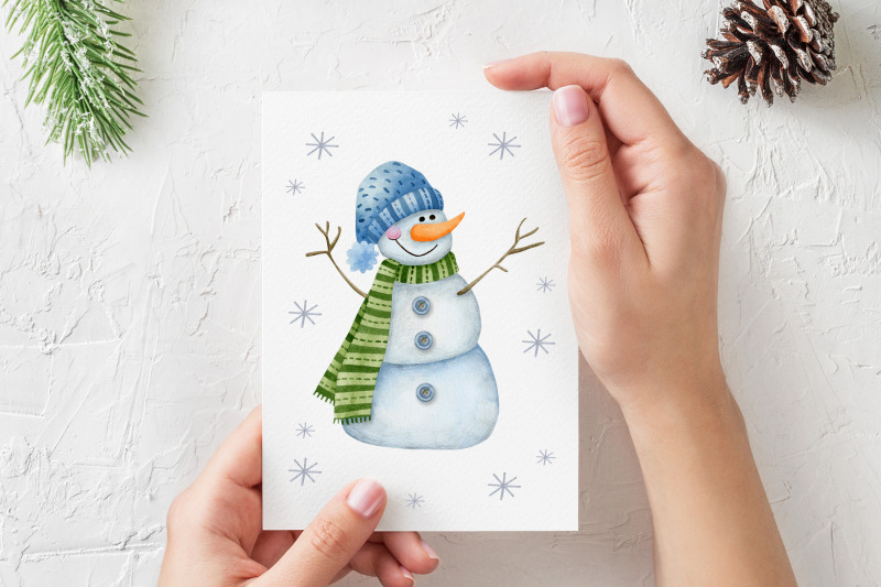 watercolor-snowman-clipart-christmas-happy-new-year