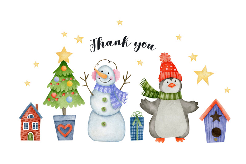 watercolor-snowman-clipart-christmas-happy-new-year