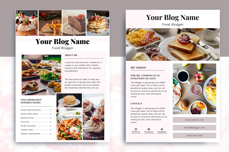 influencers-food-blogger-media-kit-template