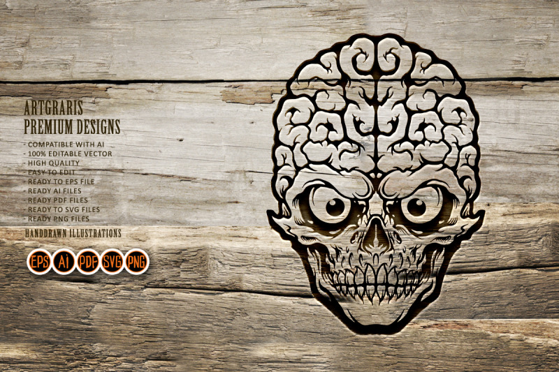 head-skull-brain-mascot-silhouette