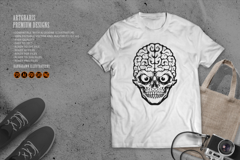 head-skull-brain-mascot-silhouette