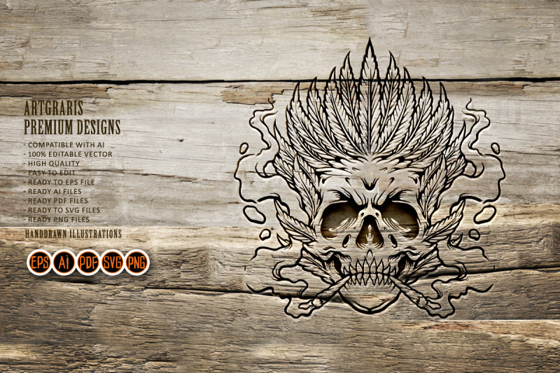 skull-smoke-leaf-marijuana-silhouette