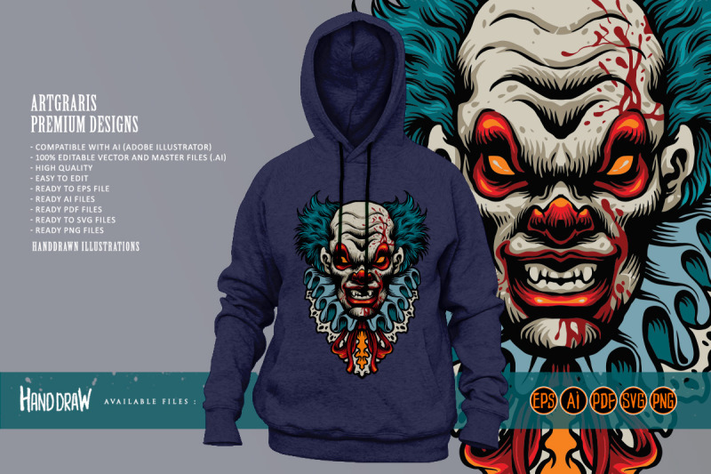 evil-scary-clown-terror-halloween-illustrations