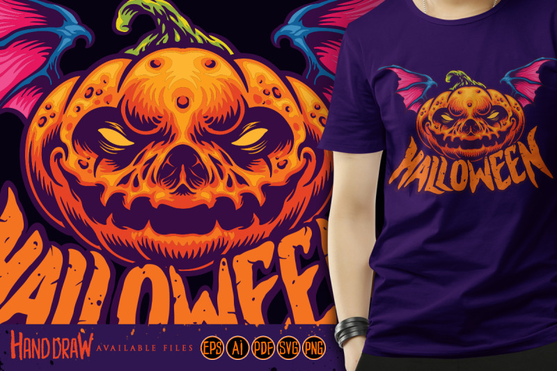halloween-character-the-pumpkin-head-with-bat-wing