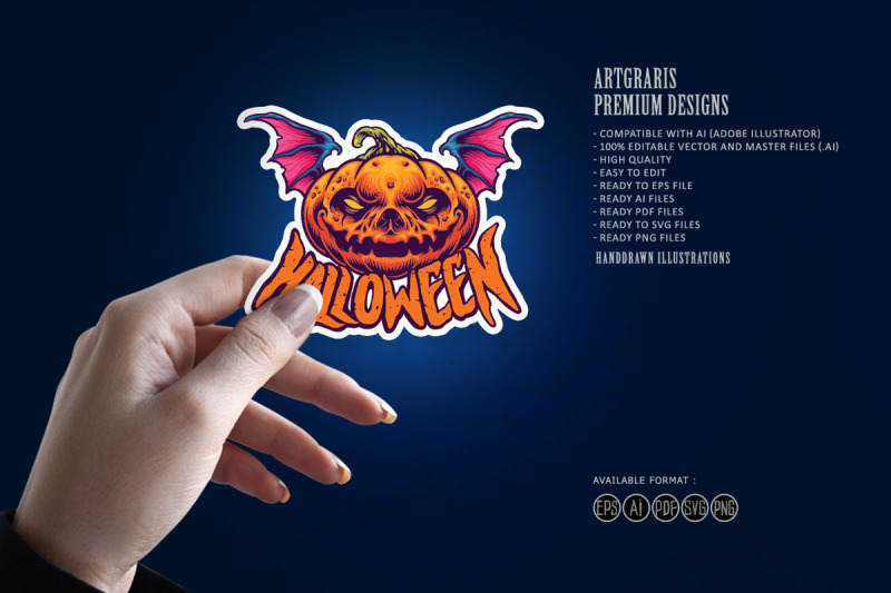 halloween-character-the-pumpkin-head-with-bat-wing