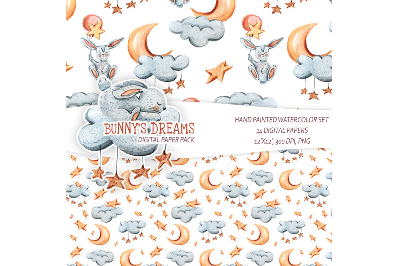 watercolor-cute-bunny-seamless-patterns-digital-paper