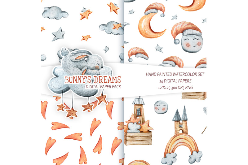 watercolor-cute-bunny-seamless-patterns-digital-paper