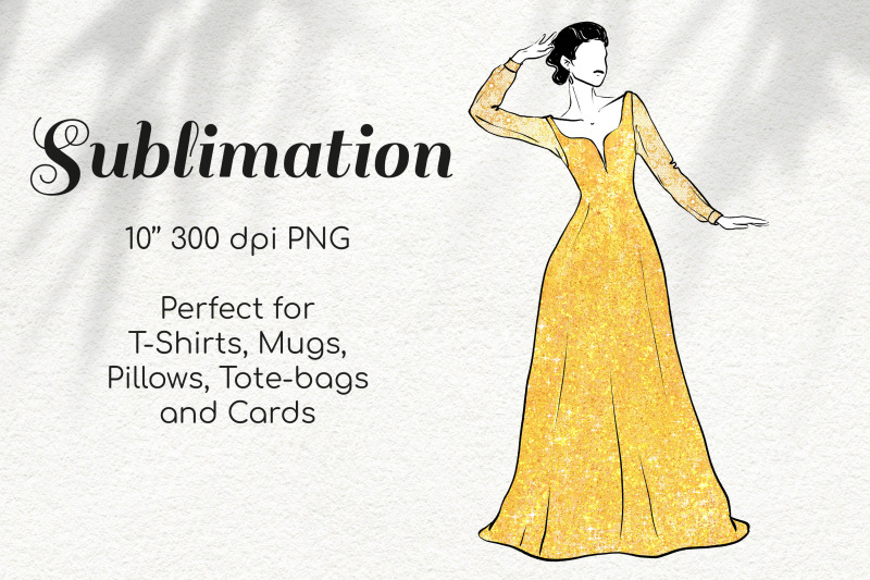 woman-in-gold-glitter-lace-dress-character-retro-sketch