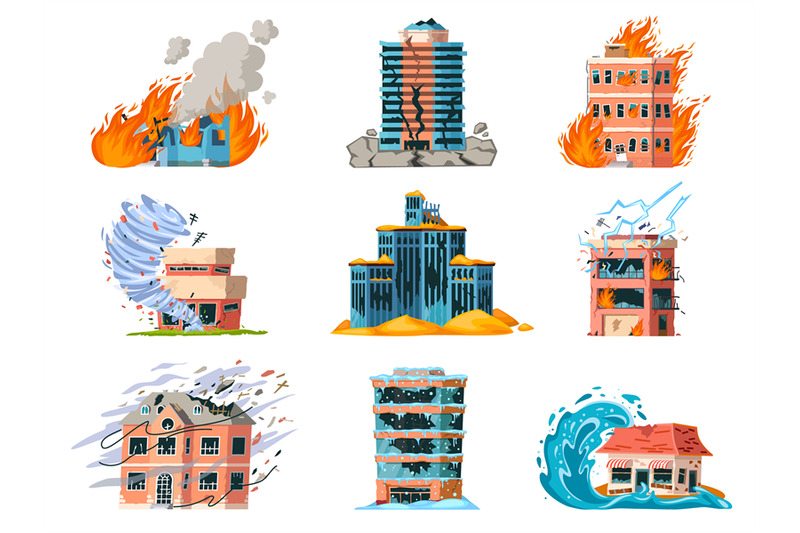 natural-disasters-damage-city-building-earthquake-hurricane-and-fire