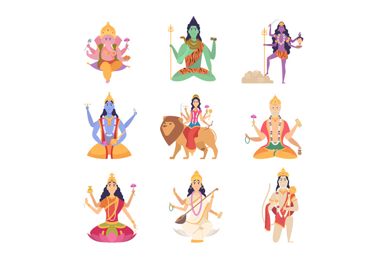 indian-characters-gods-fantasy-mascots-of-indian-culture-vishnu-ganes