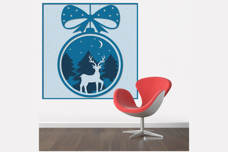 3d-greeting-card-christmas-deer-multi-layered-illustration