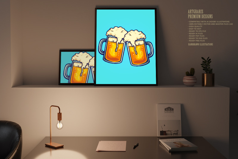 beer-glass-two-party-joint-illustrations