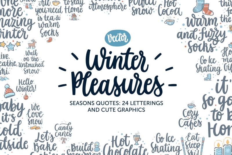 Winter Pleasures vector set EPS Include