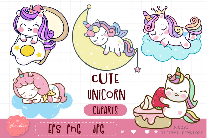cute-unicorn-clipart-kawaii-stickers-pony-png-sweet-dream