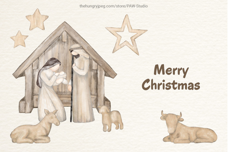 religious-christmas-boho-clipart-nativity-watercolor-clipart