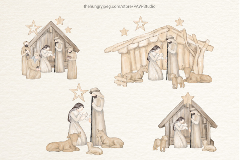 religious-christmas-boho-clipart-nativity-watercolor-clipart
