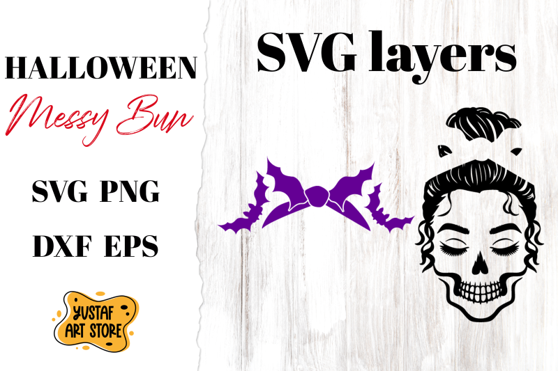 halloween-messy-bun-and-bat-svg-cut-file-and-sublimation