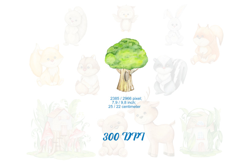 woodland-animals-clipart-watercolor-animal-clip-art-nursery-decorati