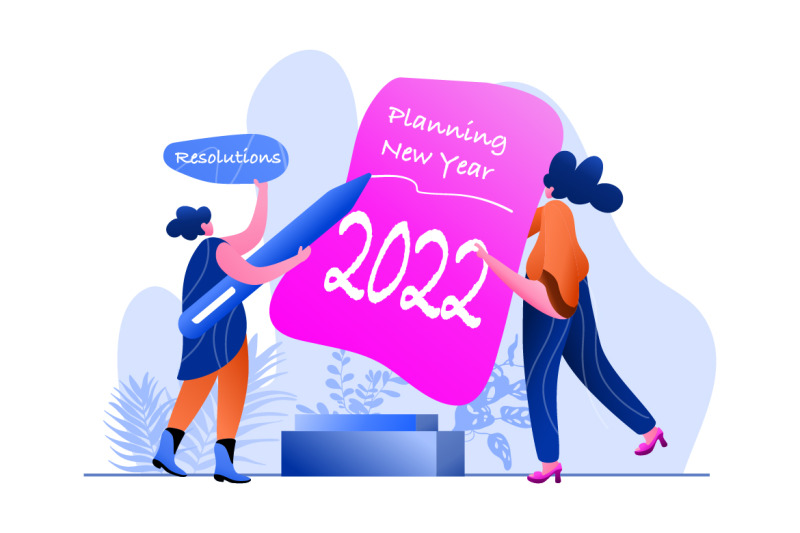 new-year-2022-resolution-business-flat-illustration