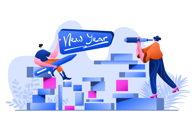 new-year-2022-resolution-business-flat-illustration