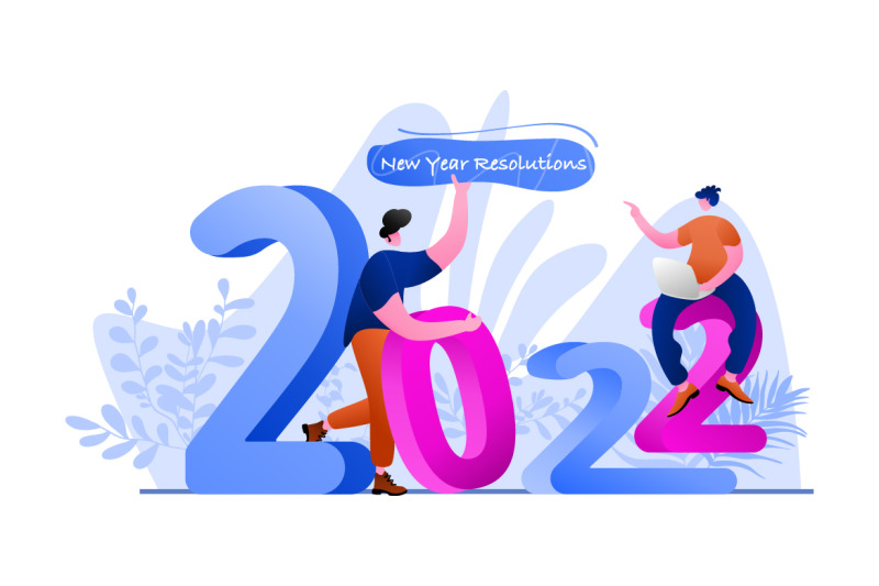 new-year-2022-resolution-business-flat-illustration