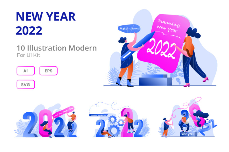 new-year-2022-resolution-business-flat-illustration