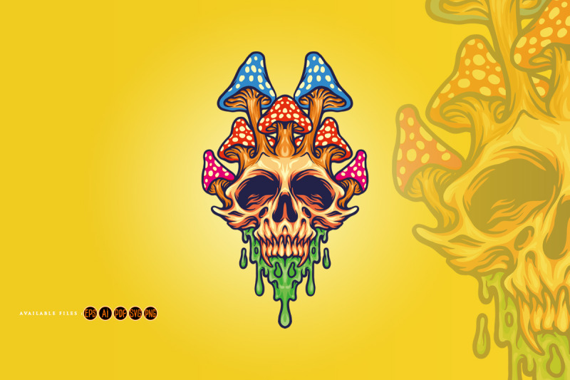 fungus-skull-psychedelic-melt-illustrations