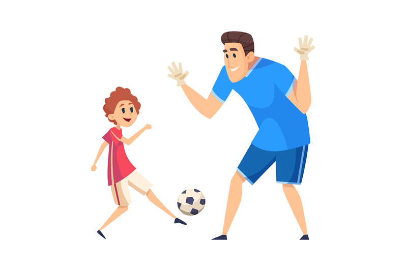 football-time-sport-training-father-play-soccer-with-son-people-wea