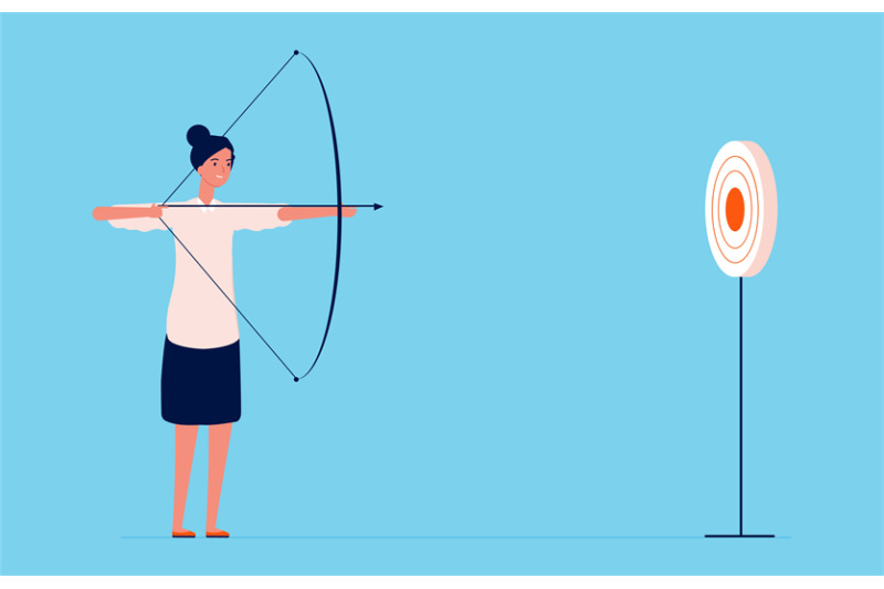 target-goal-business-woman-shooting-with-bow-and-arrow-successful-la