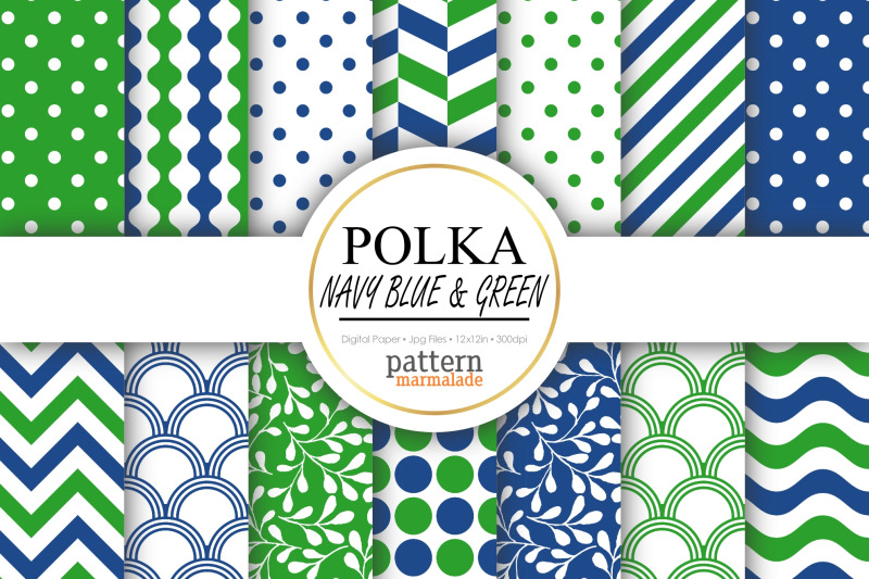 polka-navy-blue-and-green-digital-paper-t0216