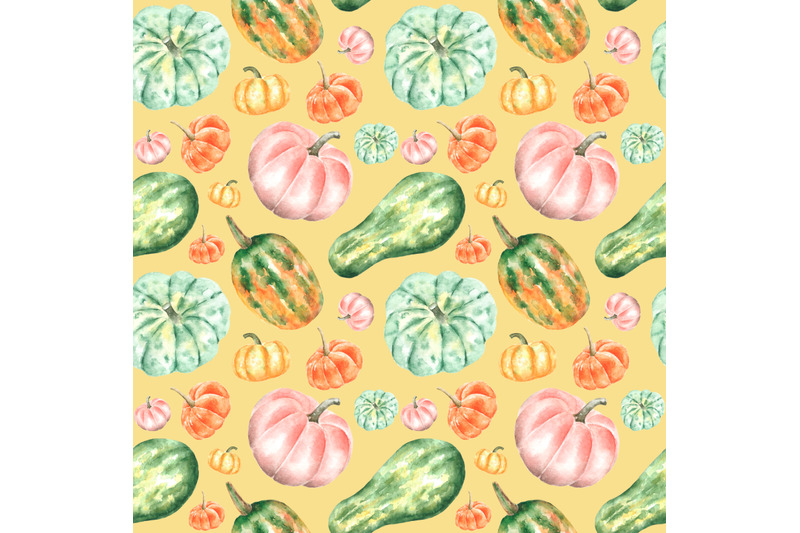 thanksgiving-watercolor-seamless-pattern-pumpkins-zucchini-harvest