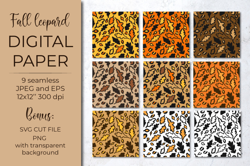 fall-leopard-print-pattern-autumn-oak-leaves-digital-paper
