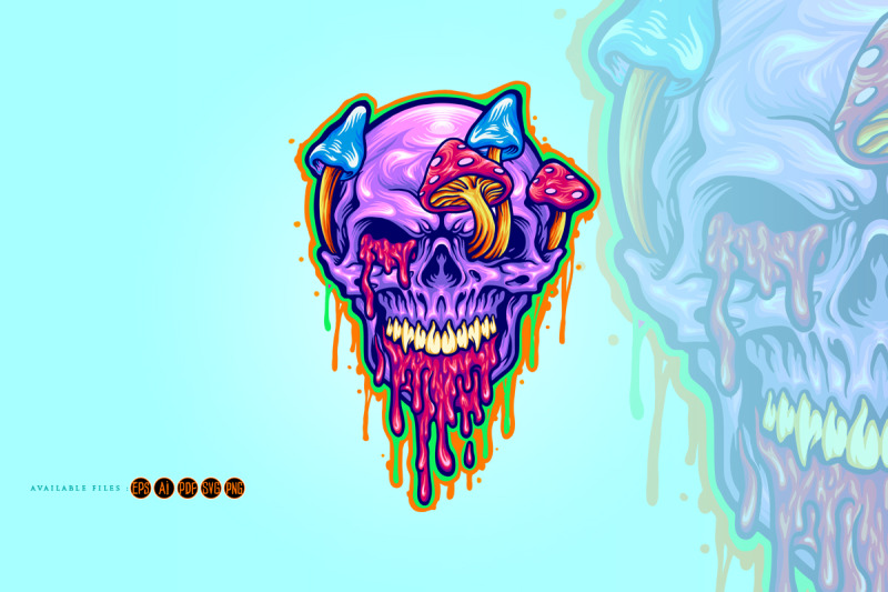 magic-trippy-skull-mushroom-psychedelic-illustrations