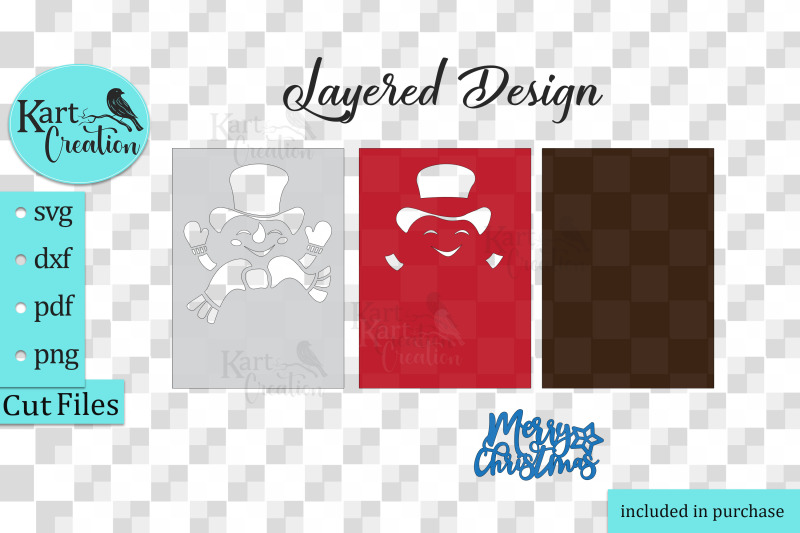 snowman-christmas-layered-3d-card-svg
