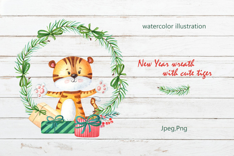 new-year-wreath-with-cute-tiger