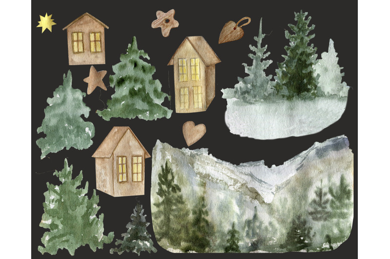 watercolor-forest-landscape-clipart-house-holiday-invite-card-clip-a