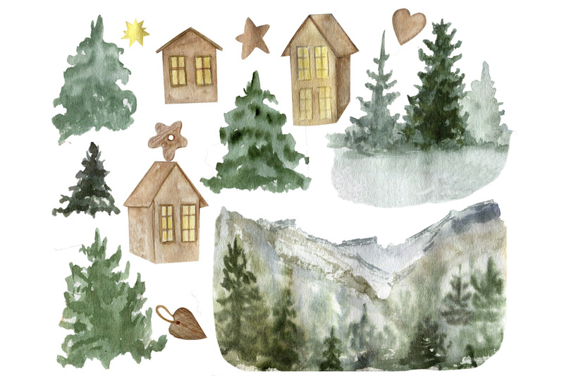 watercolor-forest-landscape-clipart-house-holiday-invite-card-clip-a