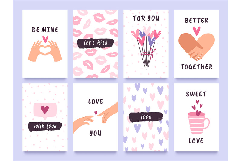 valentines-day-cards-and-prints-with-hands-of-couple-hearts-and-kisse