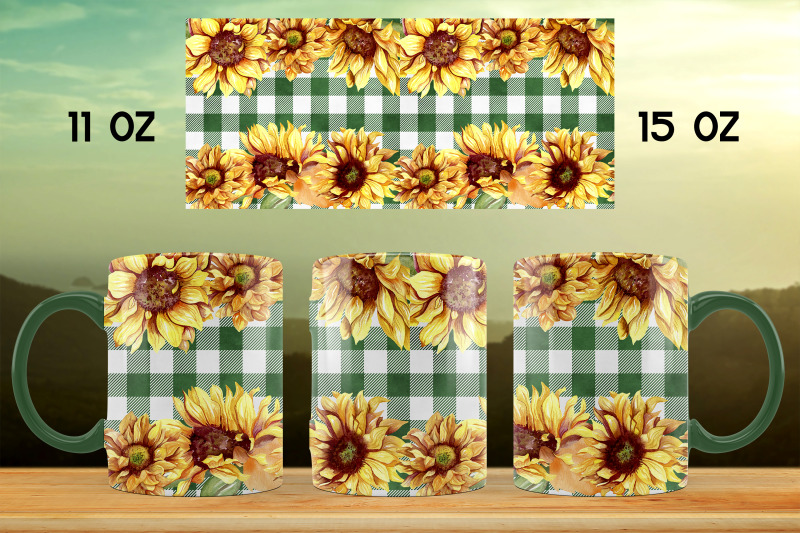 sunflower-mug-sublimation-design-buffalo-plaid-mug-wrap-png