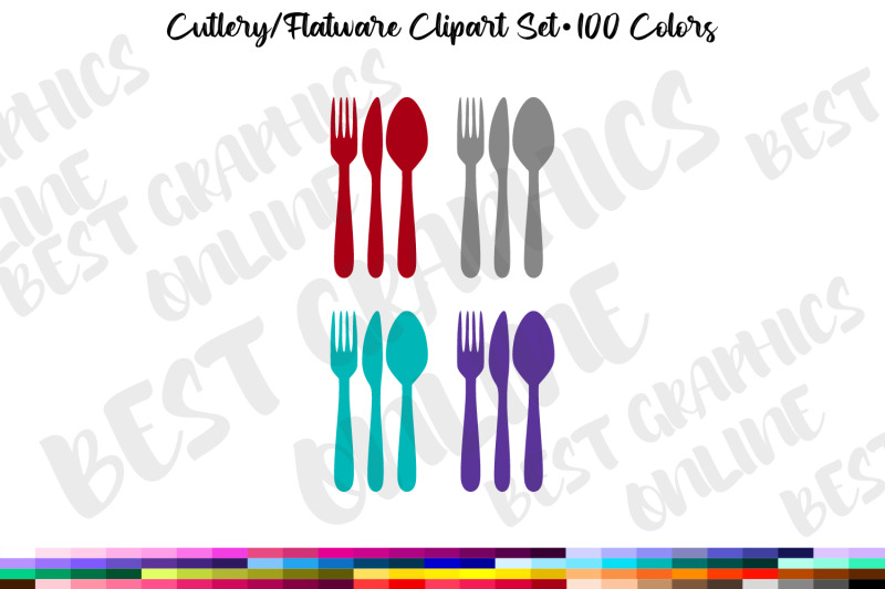 100-cutlery-silverware-clipart-flatware-fork-knife-spoon-graphics