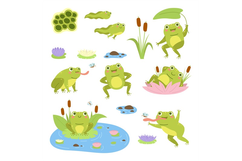 cartoon-frogs-cute-water-reptiles-funny-amphibians-in-different-pose